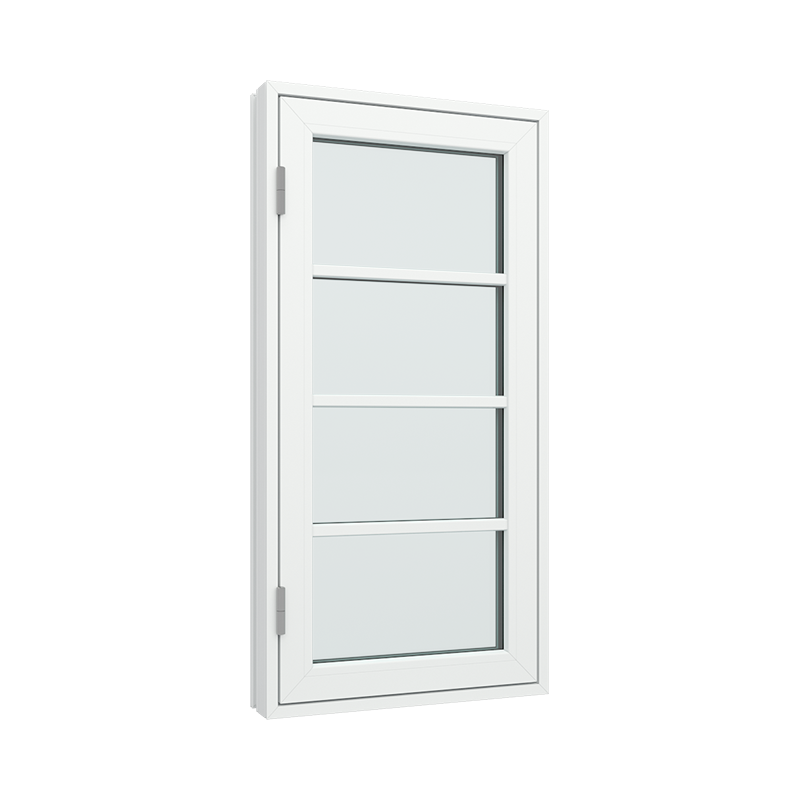 1-fags sidehengslet vindu med 1x4 glassfelt 4 ruter pvc / plast 60B x 120H
