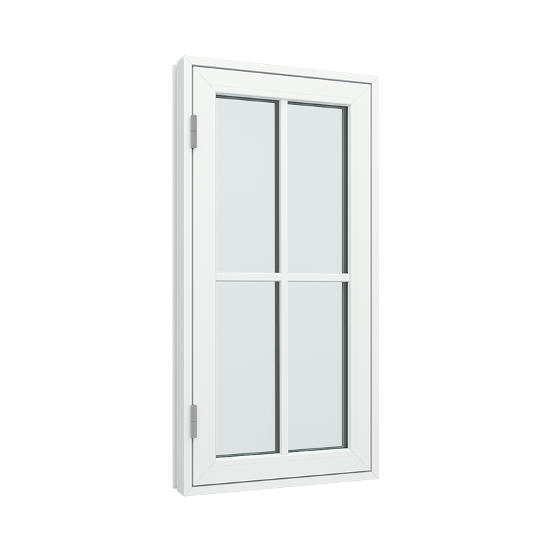 1-fags sidehengslet vindu med 2x2 glassfelt 4 ruter pvc / plast 60B x 120H