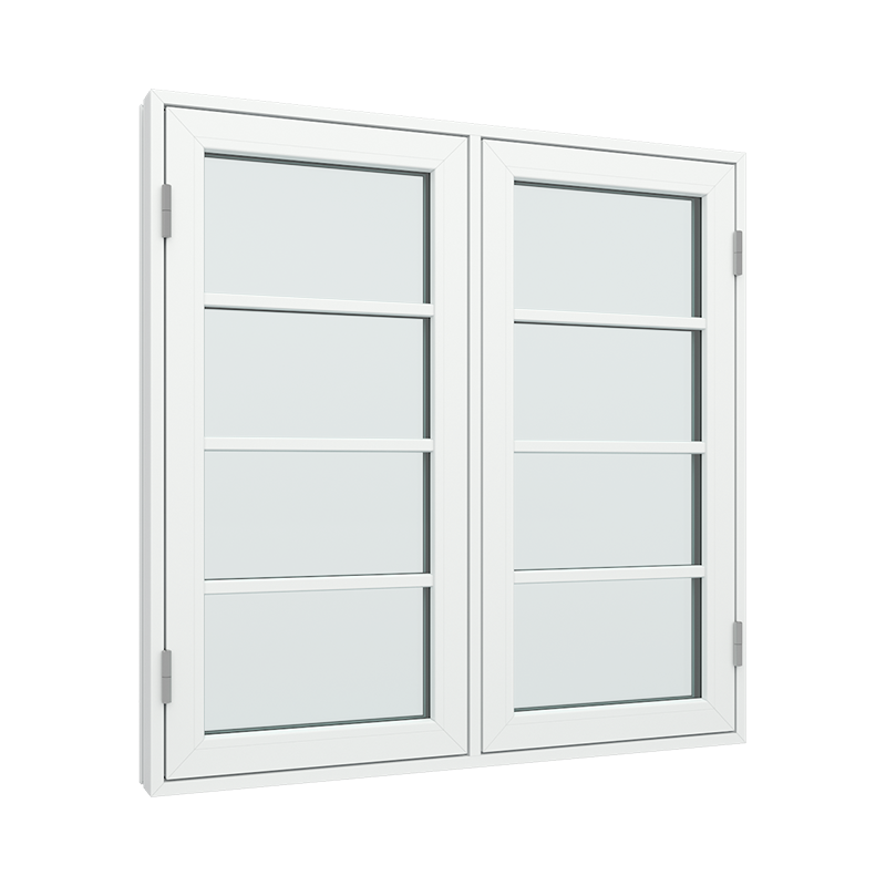 2-fags sidehengslet vindu med 1x4 glassfelt 4 ruter pvc / plast 120B x 120H