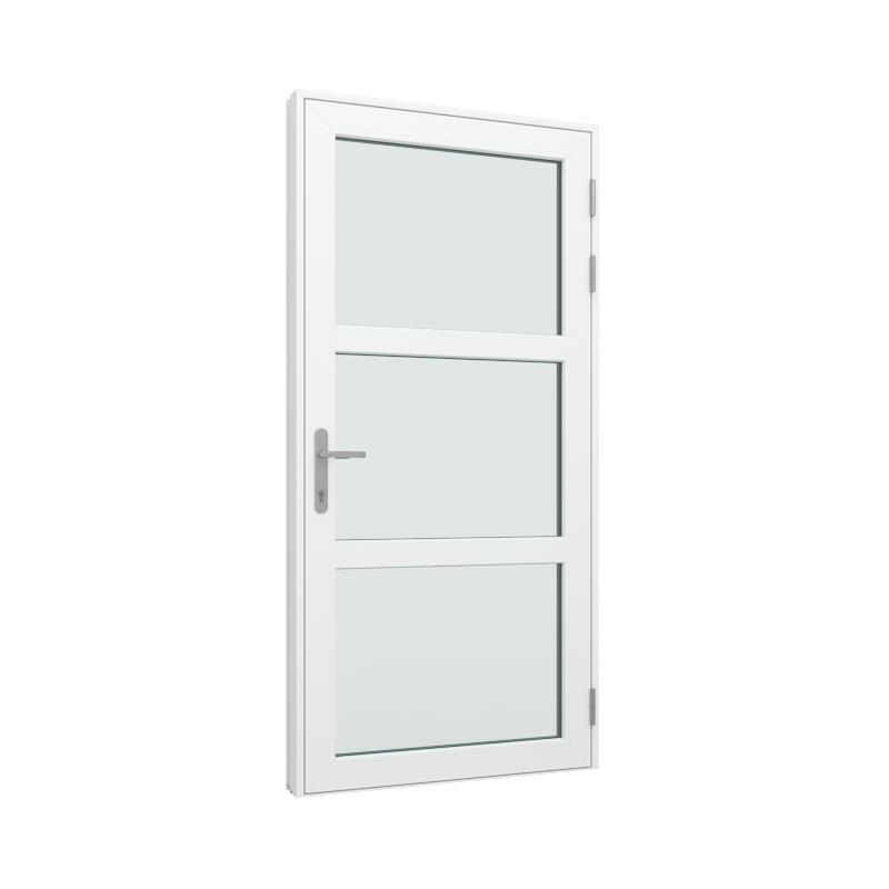 Ytterdør / utgangsdør / inngangsdør med 3 glassfelter pvc / plast 60B x 165H