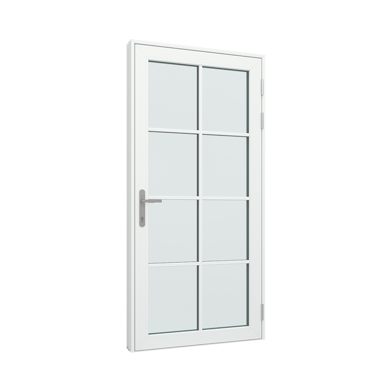 Ytterdør / utgangsdør / inngangsdør med 2x4 glassfelt 8 ruter pvc / plast 100B x 200H
