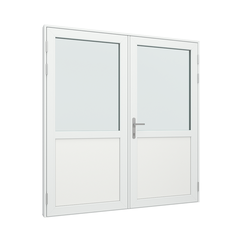 Dobbel Ytterdør / utgangsdør / inngangsdør med 1 fylling og med 1 glassfelt 1 rute 1 rute pvc / plast 195B x 200H