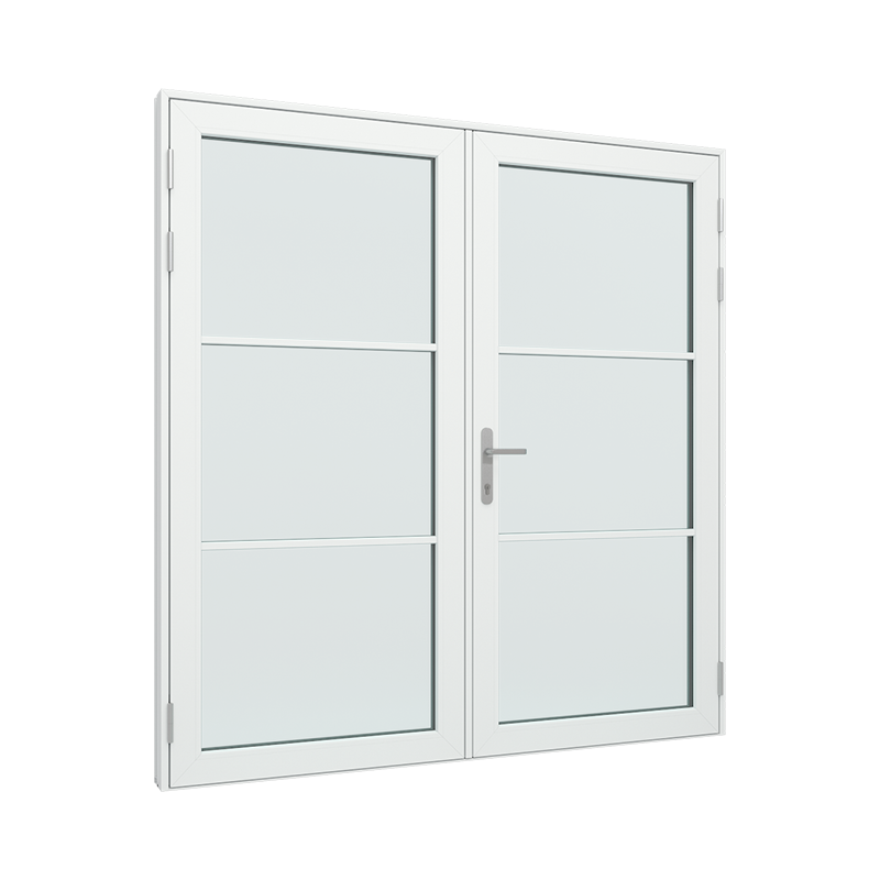 Dobbel Ytterdør / utgangsdør / inngangsdør med 1x3 glassfelt 3 ruter pvc / plast 200B x 200H