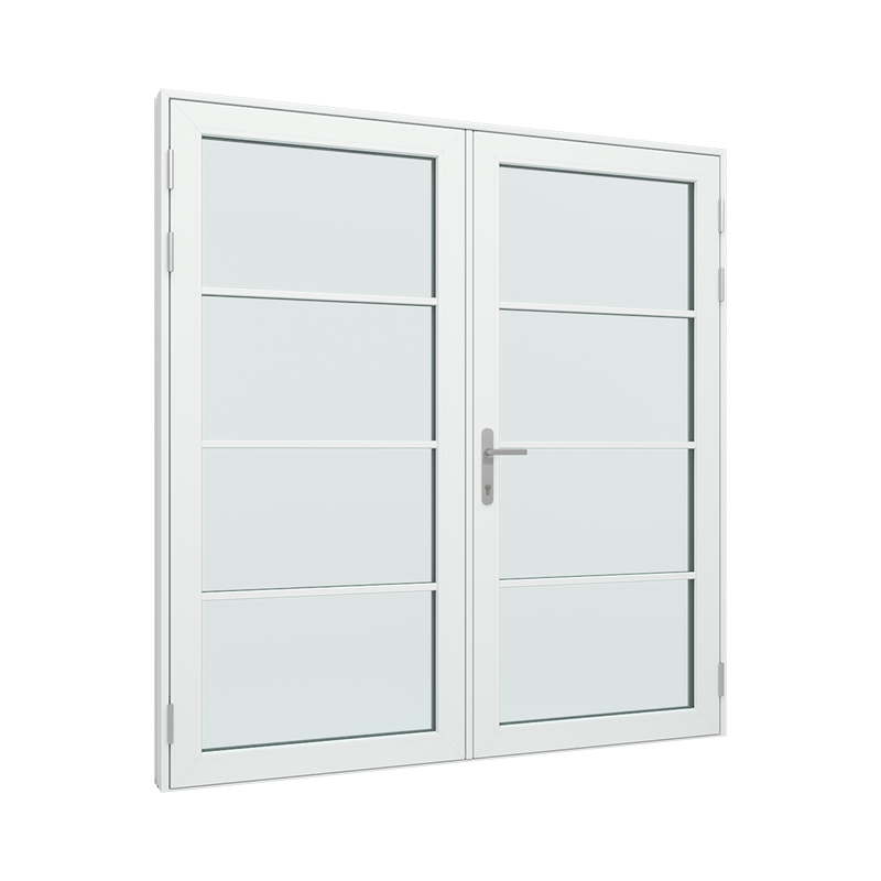 Dobbel Ytterdør / utgangsdør / inngangsdør med 1x4 glassfelt 4 ruter pvc / plast 200B x 200H