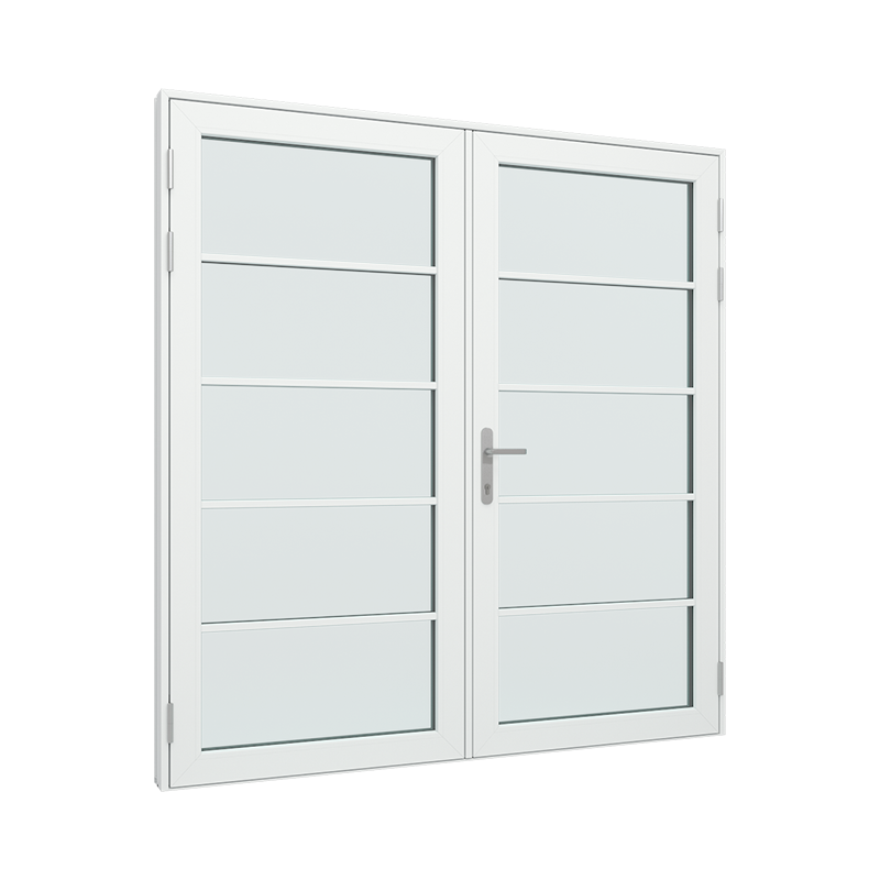 Dobbel Ytterdør / utgangsdør / inngangsdør med 1x5 glassfelt pvc / plast 200B x 200H