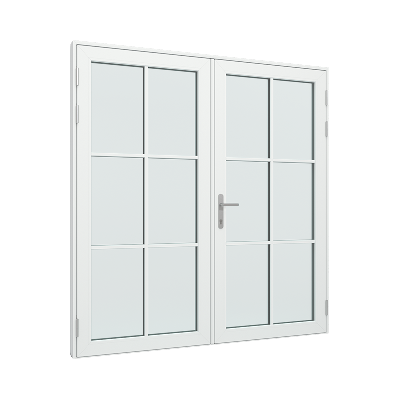 Dobbel Ytterdør / utgangsdør / inngangsdør med 2x3 glassfelt 6 ruter pvc / plast 200B x 200H