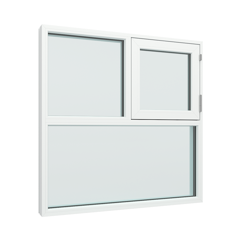 T-post vindu med sidehengslet vindu topp høyre pvc / plast 120B x 120H