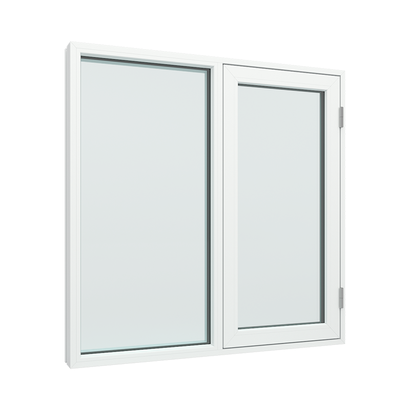 2-fags 2 ruter fastkarm med sidehengslet vindu høyre pvc / plast 120B x 120H