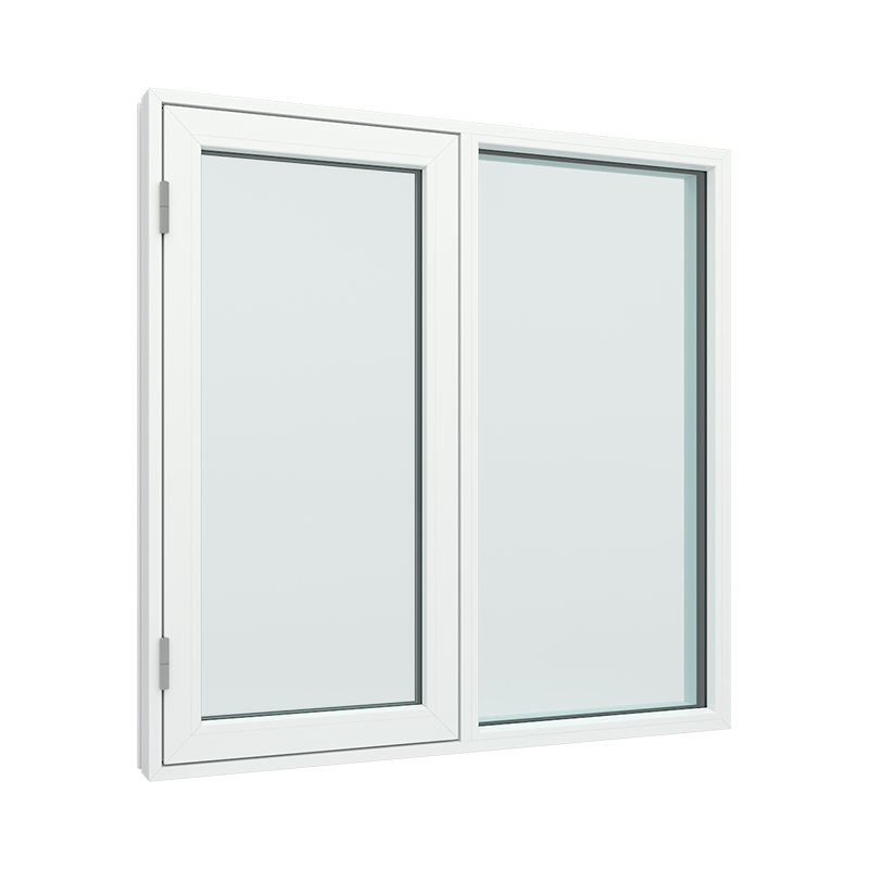 2-fags 2 ruter fastkarm med sidehengslet vindu venstre pvc / plast 120B x 120H