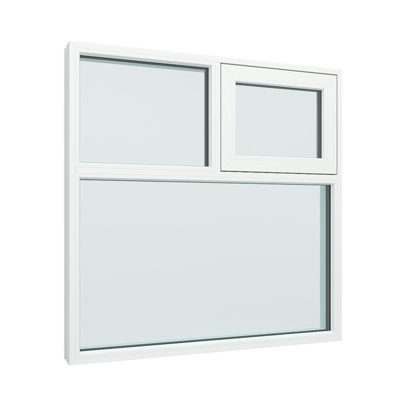 1-fags 1 rute fastkarm med toppstyrt vindu topp høyre pvc / plast 120B x 120H