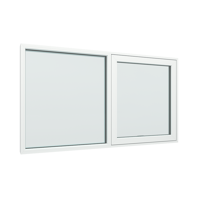 2-fags 2 ruter fastkarm med toppstyrt vindu høyre pvc / plast 180B x 120H