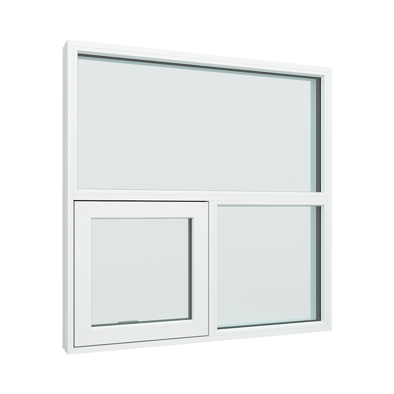 1-fags 1 rute fastkarm med toppstyrt vindu i bunn venstre pvc / plast 120B x 120H