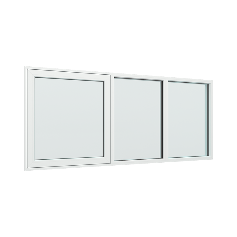 3-fags fastkarm med toppstyrt vindu venstre pvc / plast 180B x 120H
