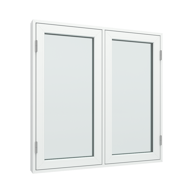 2-fags sidehengslet vindu med 1 glassfelt 1 rute 1 rute pvc / plast 82B x 50H