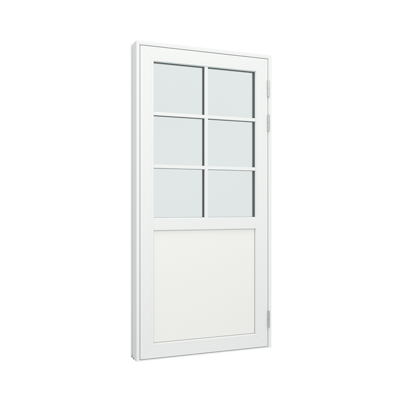 Balkongdør / hagedør / verandadør med 1 fylling og 2x3 glassfelt 6 ruterer pvc / plast 100B x 200H