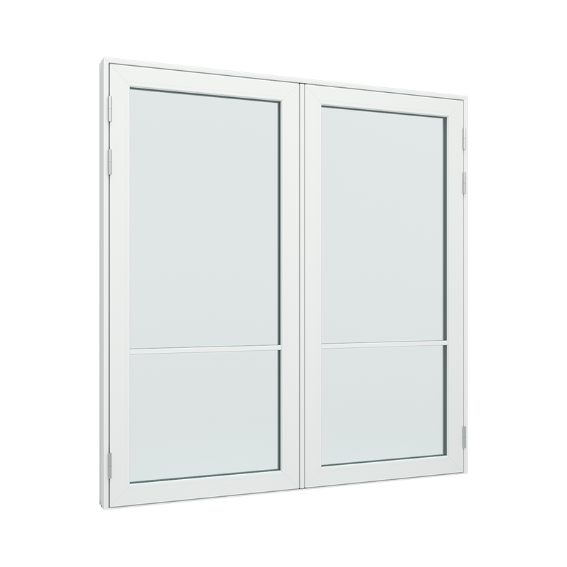 Dobbel Balkongdør / hagedør / verandadør med 1x2 glassfelt 2 ruter pvc / plast 180B x 200H