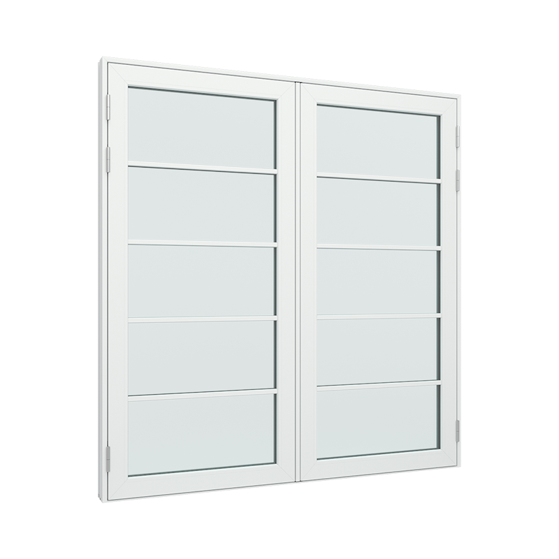 Dobbel Balkongdør / hagedør / verandadør med 1x5 glassfelt pvc / plast 180B x 200H