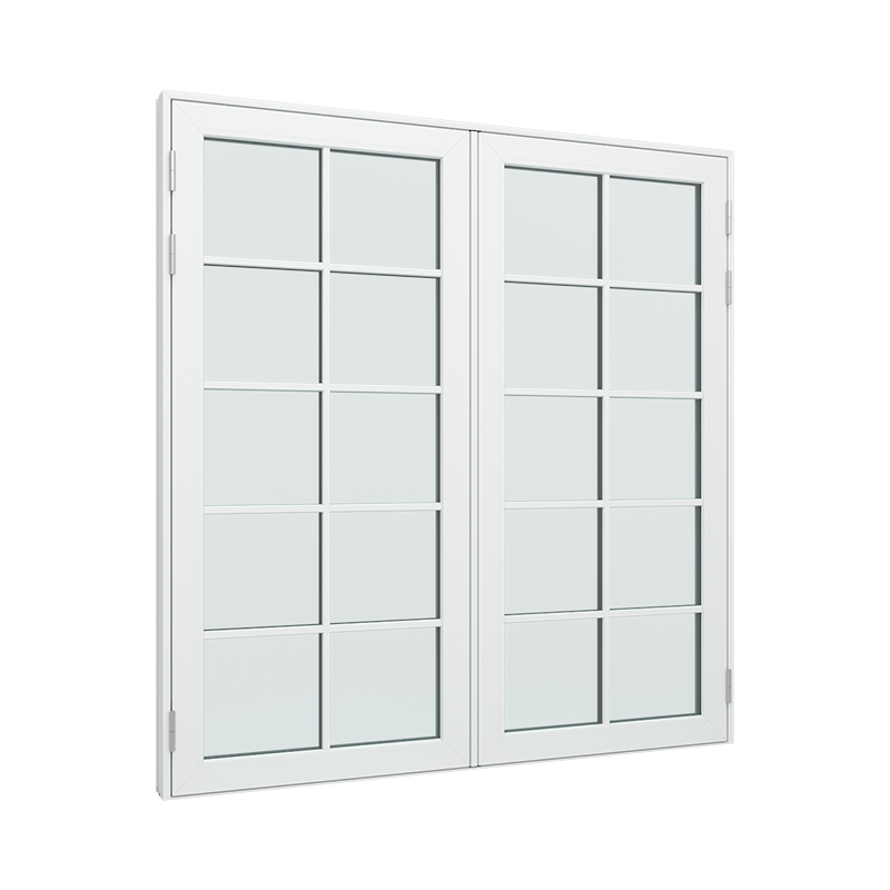 Dobbel Balkongdør / hagedør / verandadør med 2x5 glassfelt pvc / plast 180B x 200H