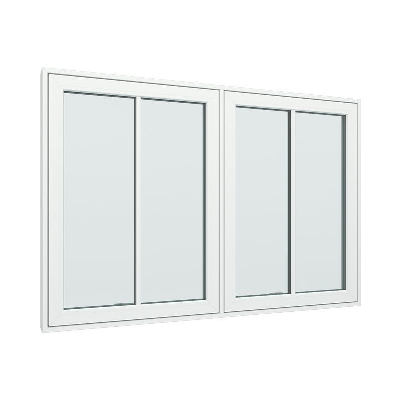2-fags toppstyrt vindu med 2x1 glassfelt 1 rute 1 rute pvc / plast 190B x 120H