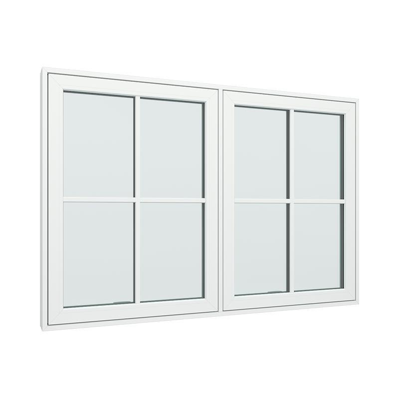 2-fags toppstyrt vindu med 2x2 glassfelt 4 ruter pvc / plast 190B x 120H
