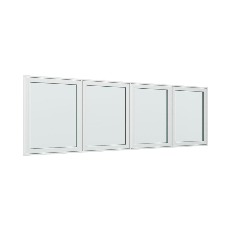 4-fags 4 ruter toppstyrt vindu med fast ramme i midten pvc / plast 300B x 120H