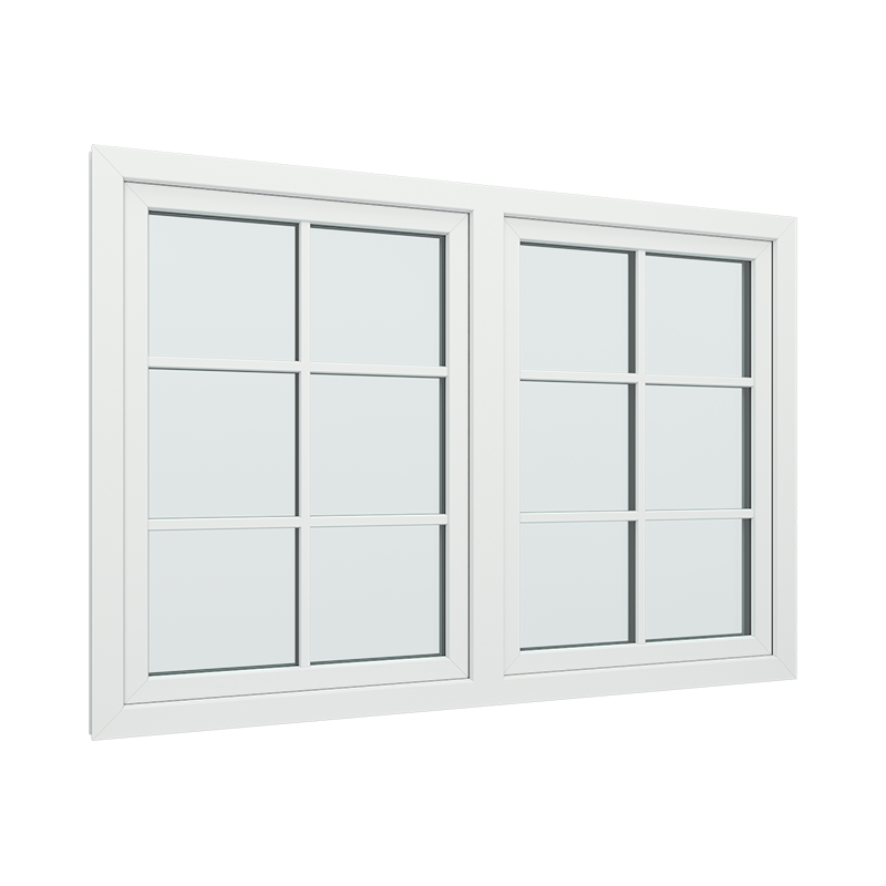 2-fags 2-veis vindu med 2x3 glassfelt 6 ruter pvc / plast Euroline 200B x 100H