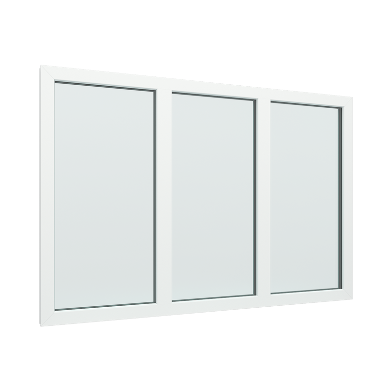 3 fags fastkarmsvindu pvc / plast Euroline 175B x 200H