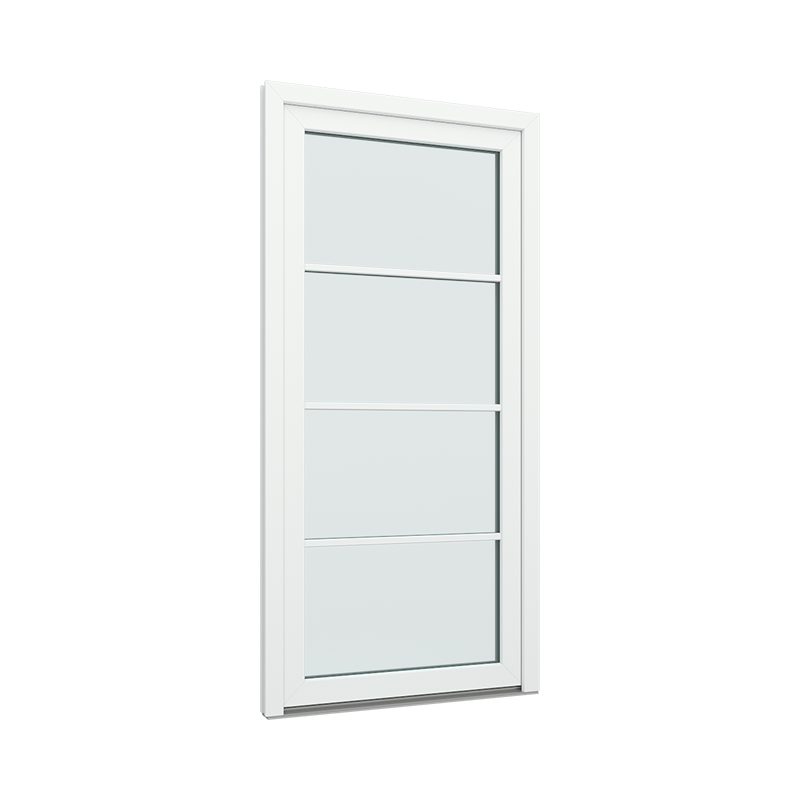Balkongdør / hagedør / verandadør med 1x4 glassfelt 4 ruter pvc / plast Euroline 100B x 200H