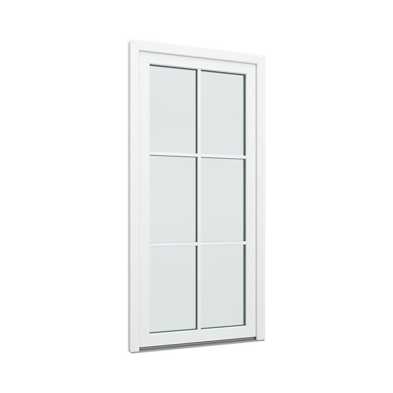 Balkongdør / hagedør / verandadør med 2x3 glassfelt 6 ruter pvc / plast Euroline 100B x 200H