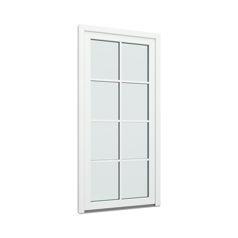 Balkongdør / hagedør / verandadør med 2x4 glassfelt 8 ruter pvc / plast Euroline 100B x 200H