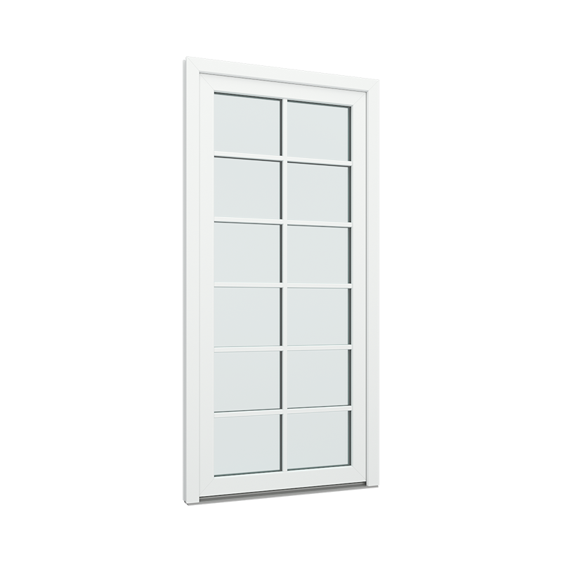 Balkongdør / hagedør / verandadør med 2x6 glassfelt pvc / plast Euroline 100B x 200H