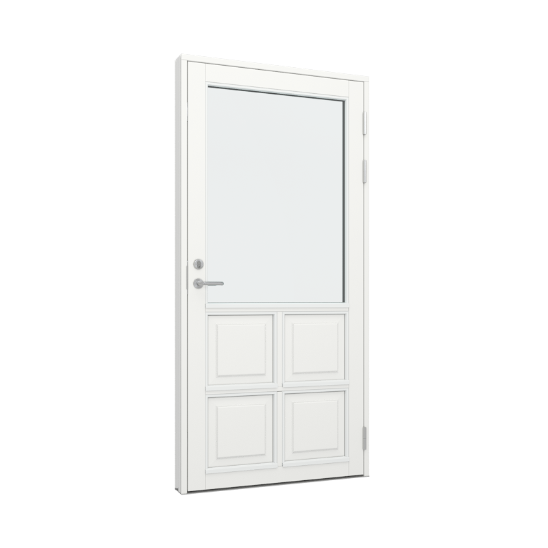 Ytterdør / utgangsdør / inngangsdør med 4 fyllinger og 1 glassfelt 1 rute 1 rute Tre 100B x 200H