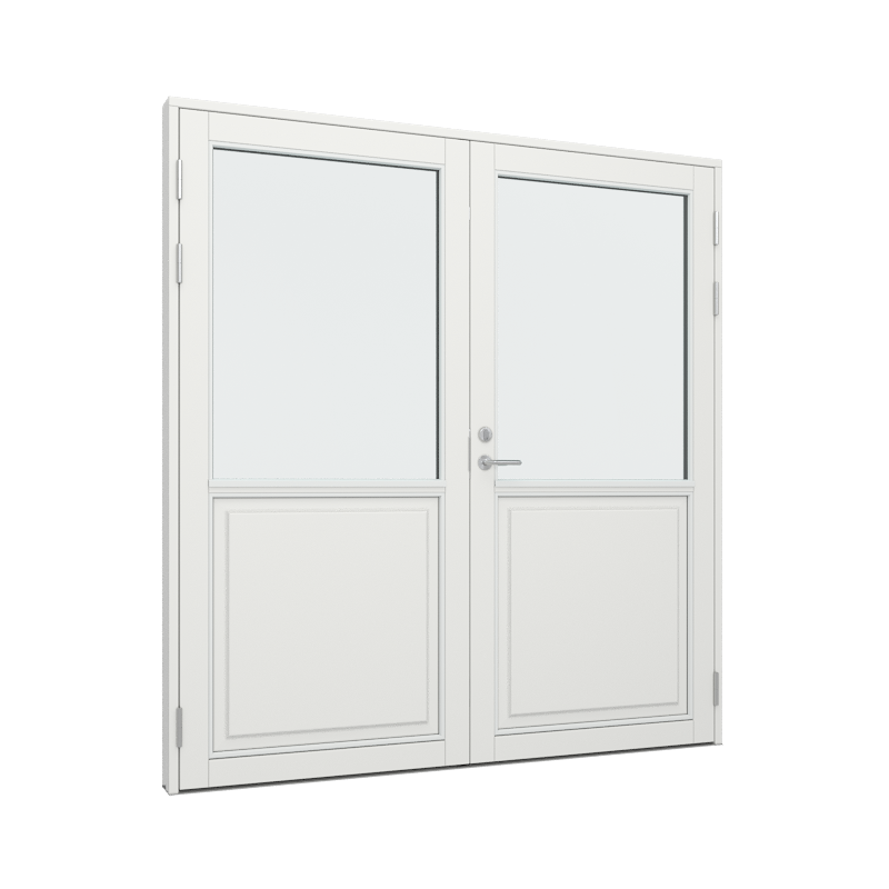 Dobbel Ytterdør / utgangsdør / inngangsdør med 1 fylling og 1 glassfelt 1 rute 1 rute Tre 195B x 200H