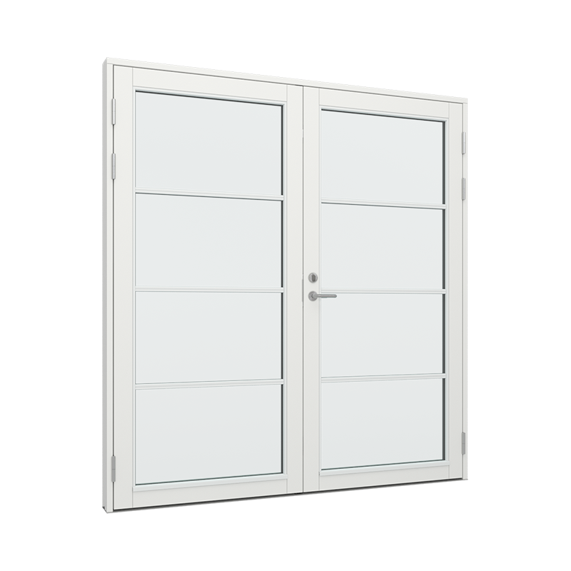Dobbel Ytterdør / utgangsdør / inngangsdør med 1x4 glassfelt 4 ruter Tre 195B x 200H