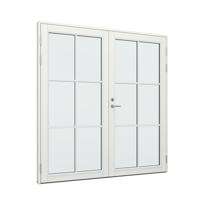 Dobbel Ytterdør / utgangsdør / inngangsdør med 2x3 glassfelt 6 ruter Tre 195B x 200H