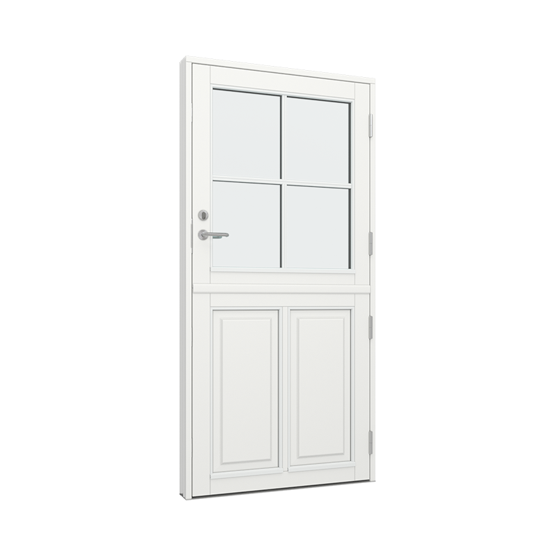 Stalldør / halvdør med 2x1 fylling og 2x2 glassfelt 4 ruter Tre 99B x 200H