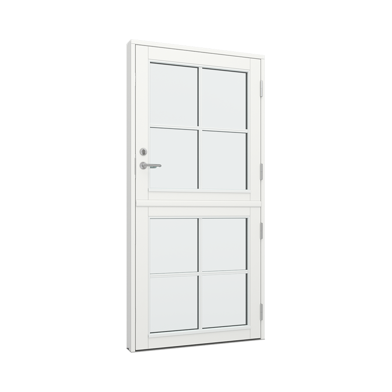 Stalldør / halvdør med 2x2 glassfelt 4 ruter i topp og i bunn Tre 99B x 200H