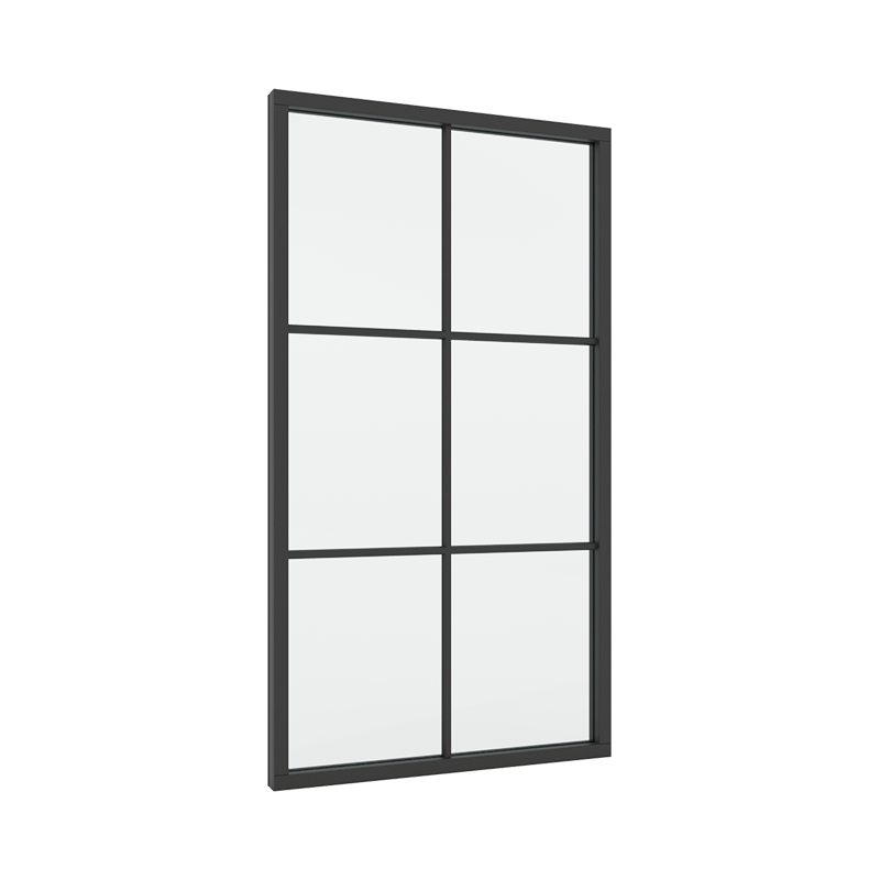 1-fags New Yorker vindue / innendørs vindu / innvendig vindu med 2x3 glassfelt 6 rutere Tre 100B x 200H