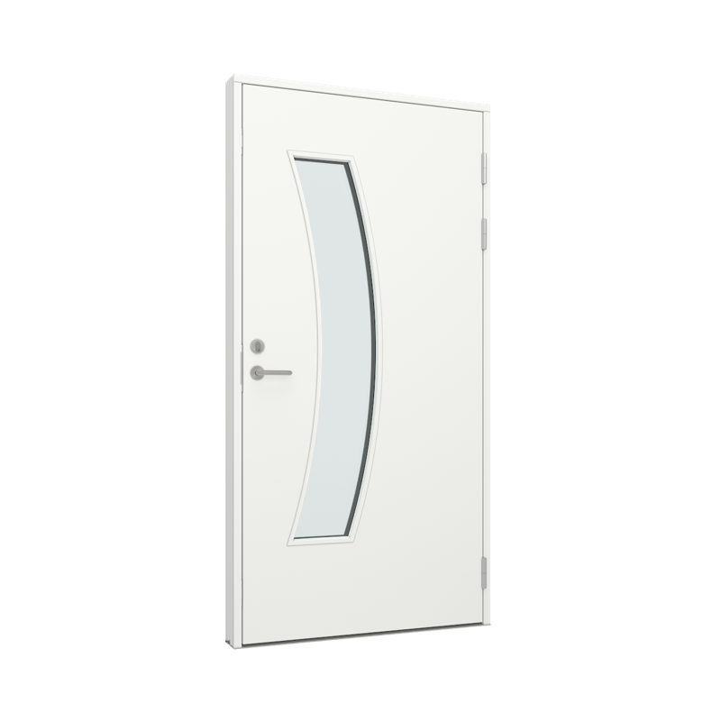 Ytterdør / utgangsdør / inngangsdør med langstrakt buet glassfelt Tre 100B x 200H
