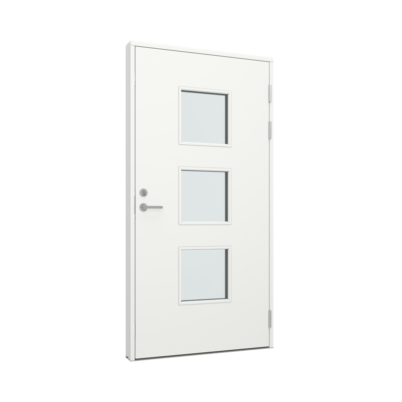 Ytterdør / utgangsdør / inngangsdør med tre firkanter glassfelt Tre 100B x 200H