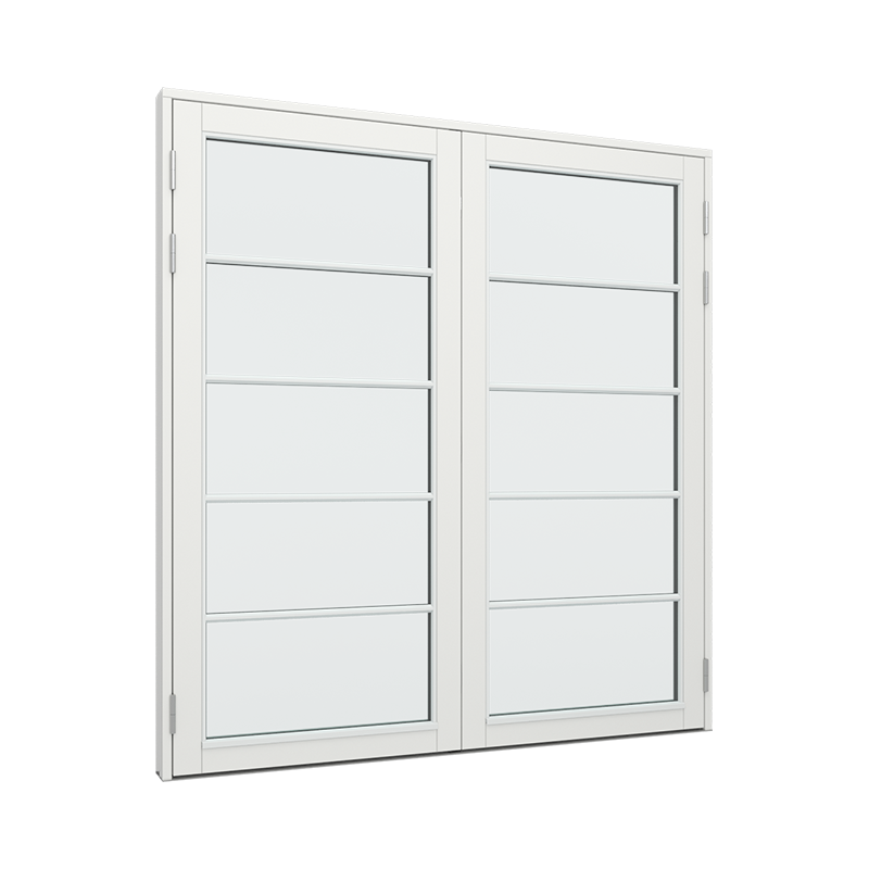 Dobbel Balkongdør / hagedør / verandadør med 1x5 glassfelt Tre 180B x 200H