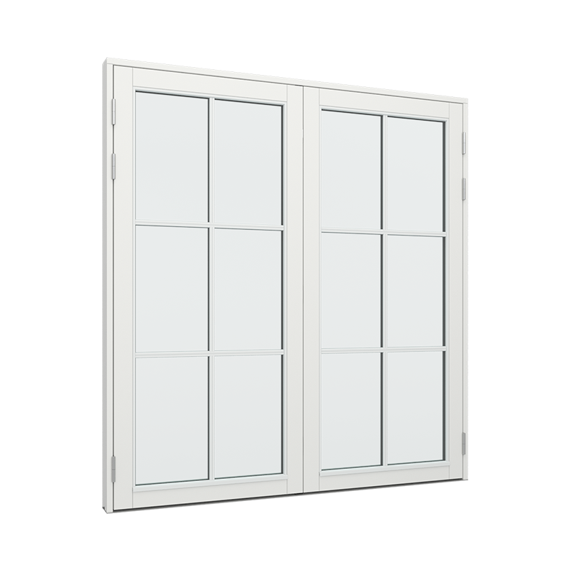 Dobbel Balkongdør / hagedør / verandadør med 2x3 glassfelt 6 ruter Tre 180B x 200H