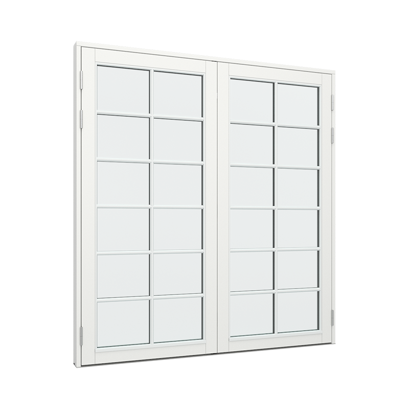 Dobbel Balkongdør / hagedør / verandadør med 2x6 glassfelt Tre 180B x 200H