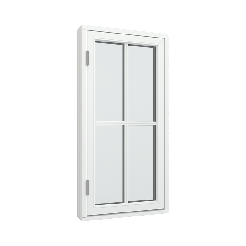 1-fags sidehengslet vindu med 2x2 glassfelt 4 ruter Tre∕Alu 60B x 120H