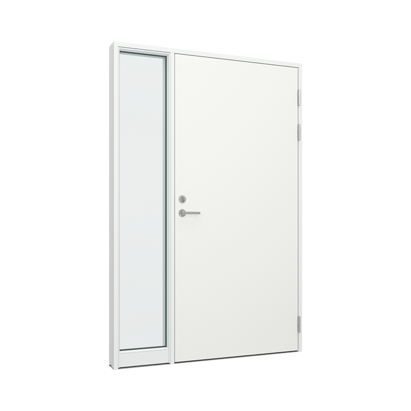 Ytterdørparti, sidefelt med 1 glassfelt 1 rute 1 rute Tre∕Alu 150B x 200H
