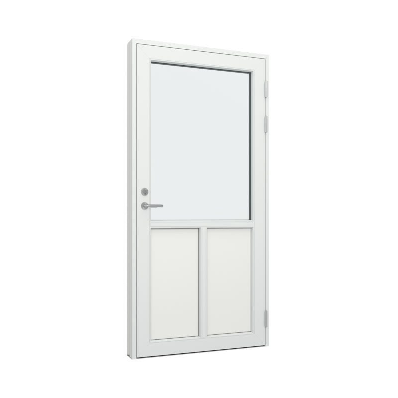 Ytterdør / utgangsdør / inngangsdør med 2 fyllinger og 1 glassfelt 1 rute 1 rute Tre∕Alu 100B x 200H