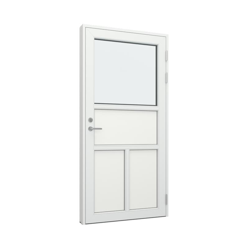 Ytterdør / utgangsdør / inngangsdør med 3 fyllinger og 1 glassfelt 1 rute 1 rute Tre∕Alu 100B x 200H