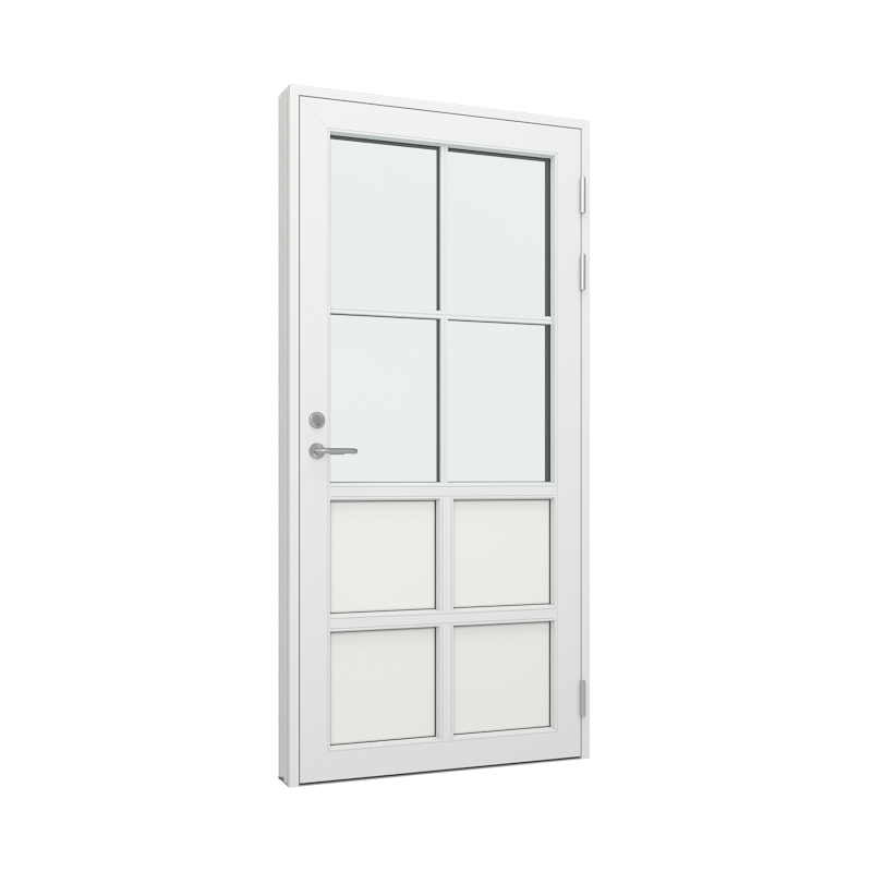 Ytterdør / utgangsdør / inngangsdør med 4 fyllinger og 2x2 glassfelt 4 ruter Tre∕Alu 100B x 200H