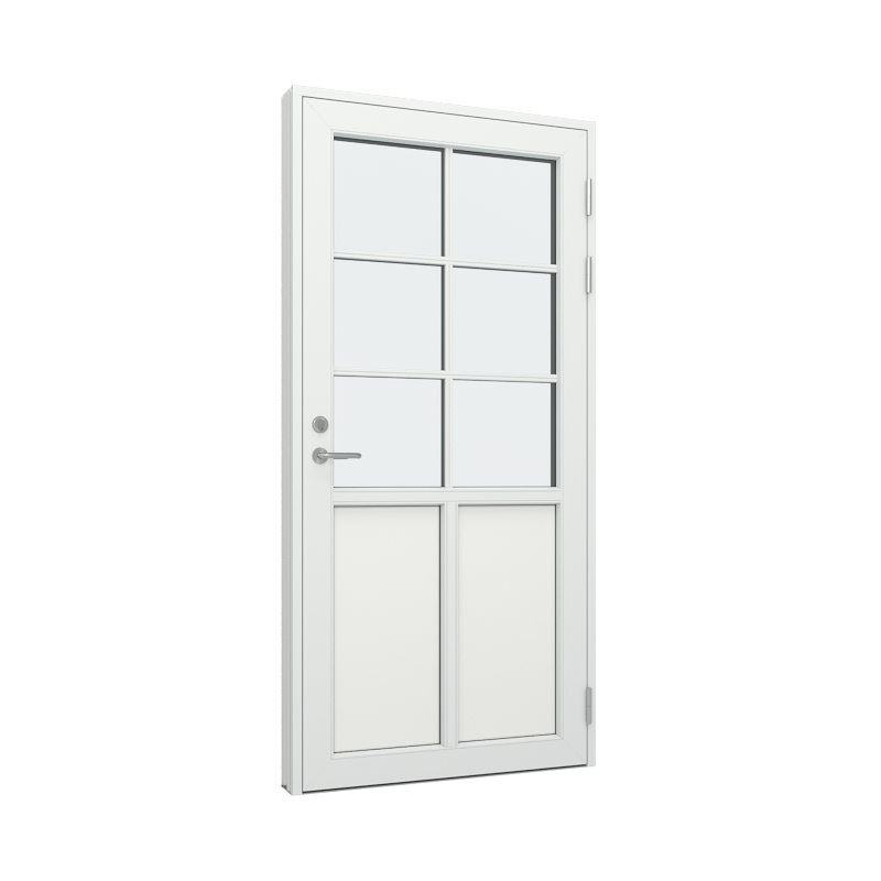 Ytterdør / utgangsdør / inngangsdør med 2 fyllinger og 2x3 glassfelt 6 ruter Tre∕Alu 100B x 200H
