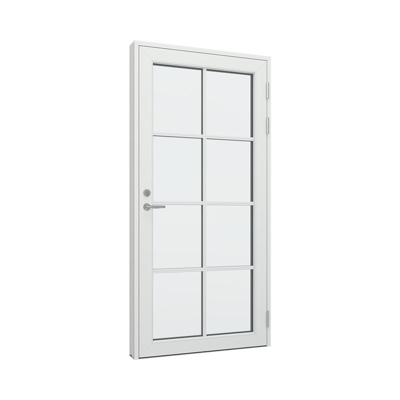 Ytterdør / utgangsdør / inngangsdør med 2x4 glassfelt 8 ruter Tre∕Alu 100B x 200H